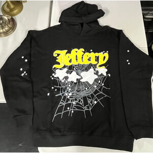 Sp5der Jeffery Pullover Hoodie Black Yellow Size XL